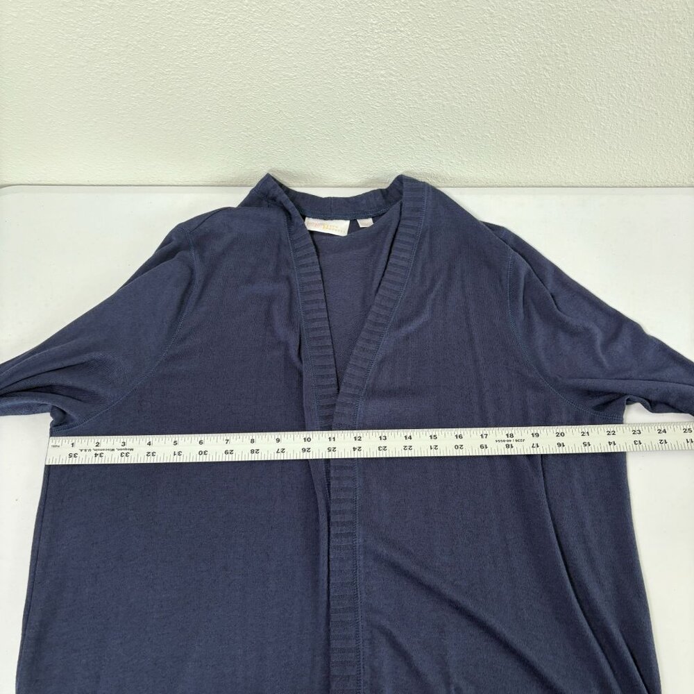 Belle By Kim Gravel Brushed Knit Duster Cardigan Rib Trim Size XL Blue Pockets - Picture 8 of 13